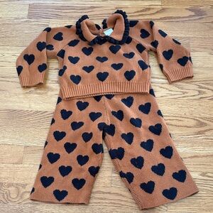Hanna Andersson Brown and Black Heart Kids Set